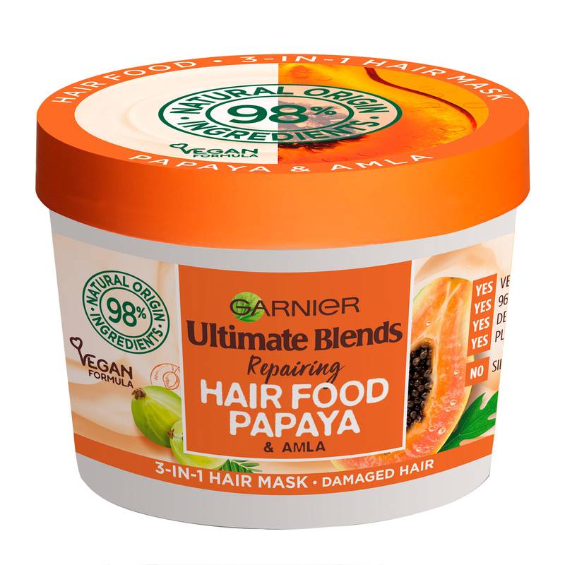 Garnier Ultimate Blends Hair Food Papaya 3-in-1 Damaged Hair Mask Treatment  | Natural Oil Bar