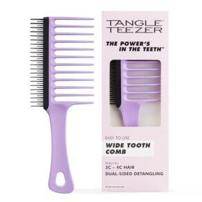 Tangle Teezer Double Sided Wide Tooth Detangling Comb With Brush for 3c to 4c Hair