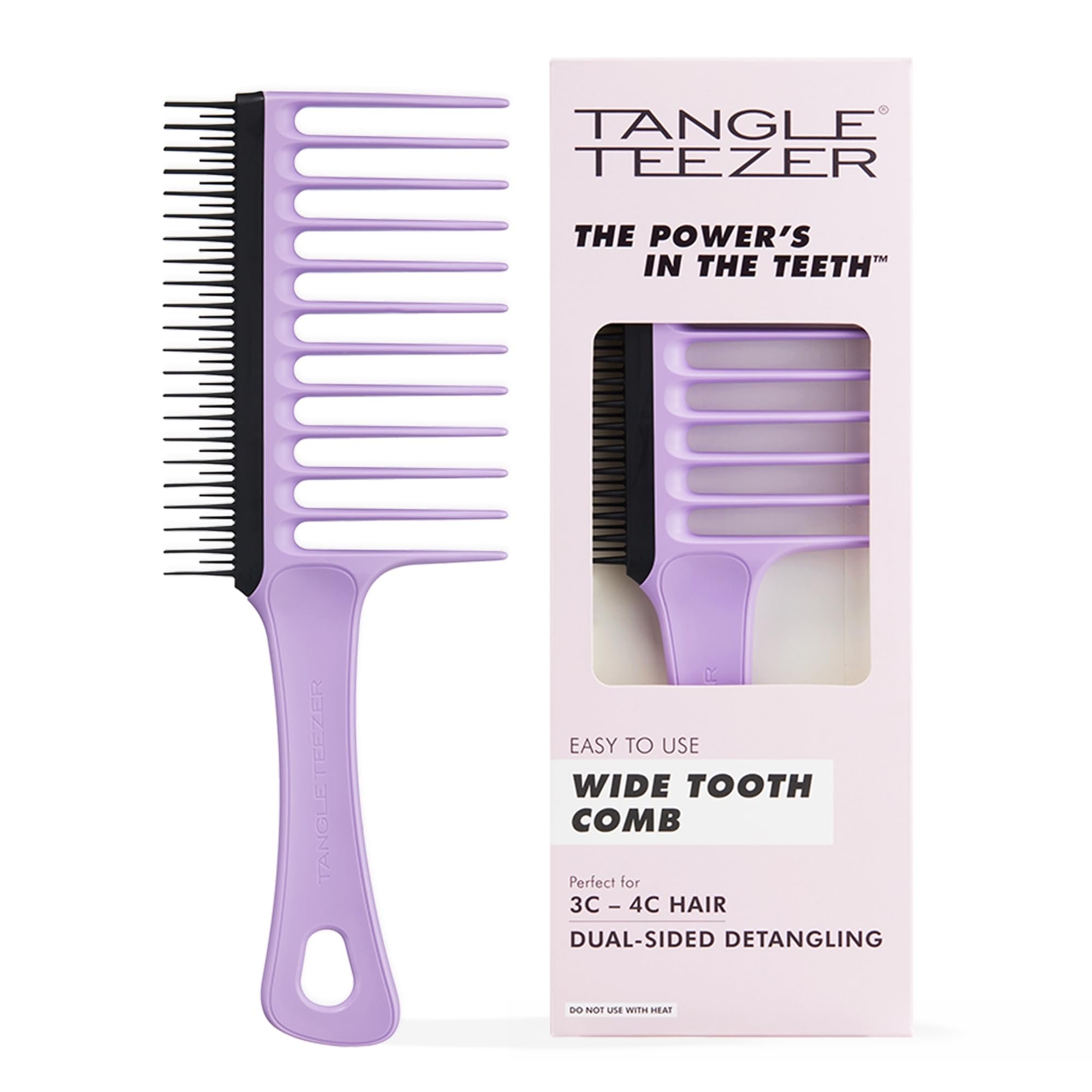Tangle Teezer Double Sided Wide Tooth Detangling Comb With Brush for 3c to 4c Hair