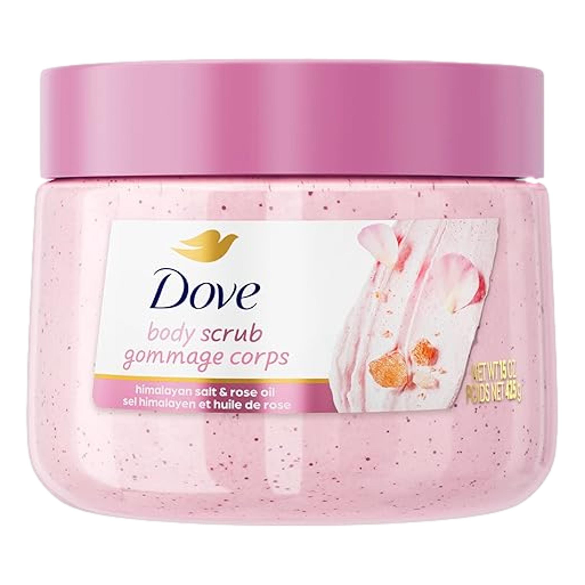 Dove Moisturizing Body Scrub Himalayan Salt & Rose Oil 15oz