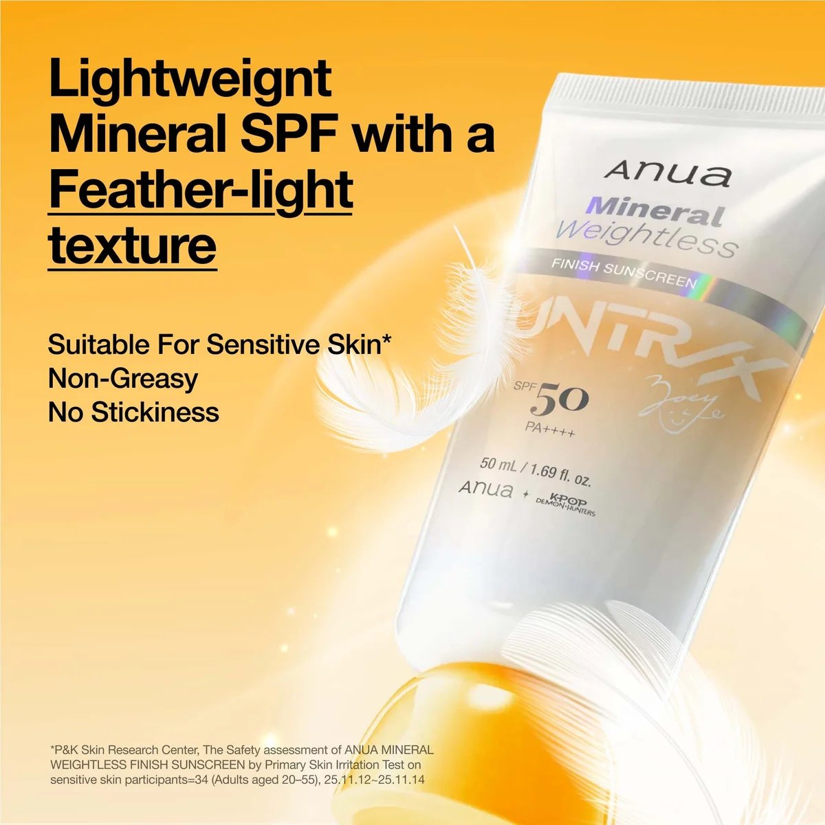 Anua KPop Demon Hunters Mineral Weightless Finish SPF50 Sunscreen- 50ml