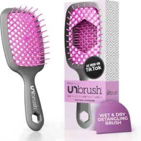 FHI HEAT Unbrush Wet & Dry Vented Detangling Hair Brush, Lavender/Grey