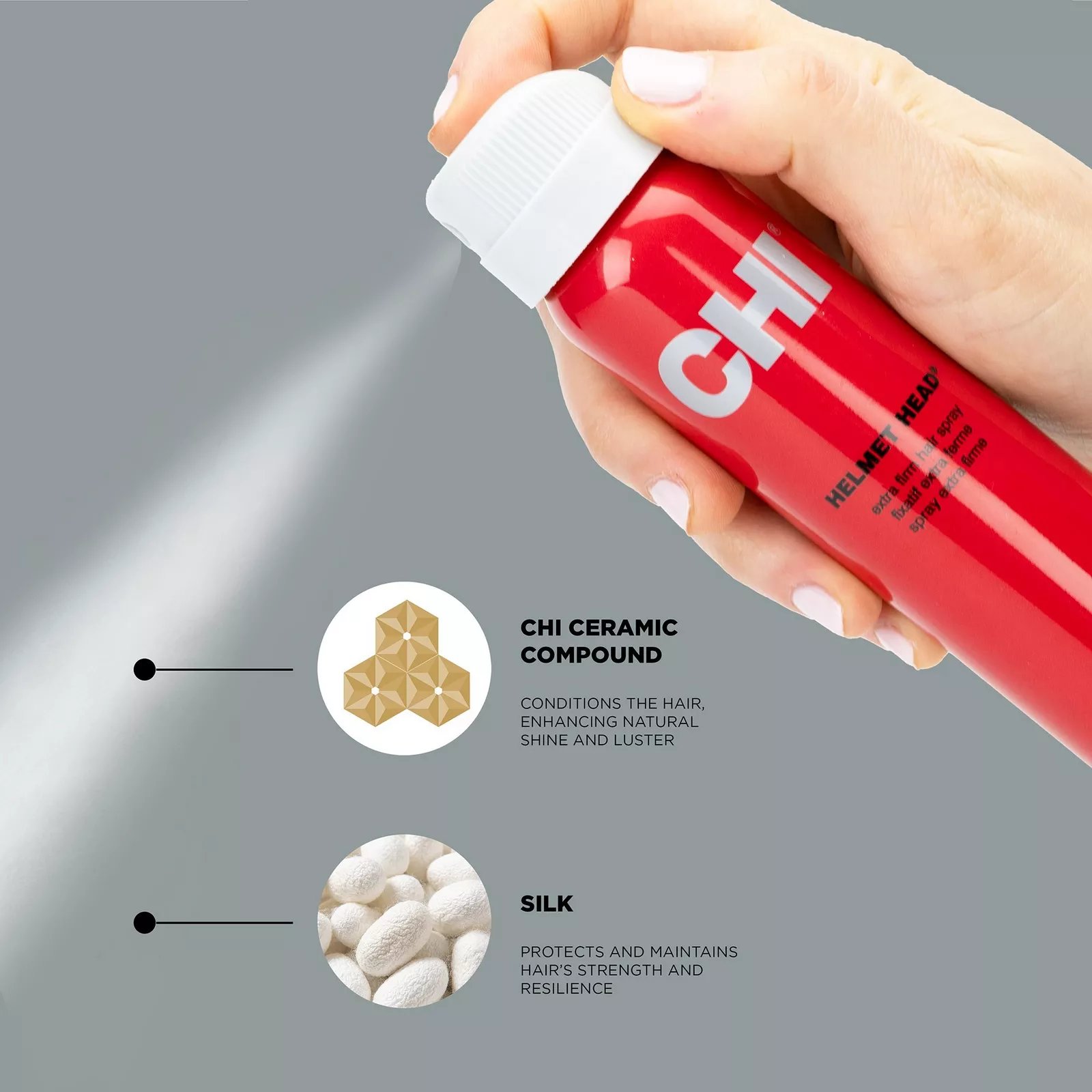 CHI Helmet Head Extra Firm Hairspray- 2.6oz