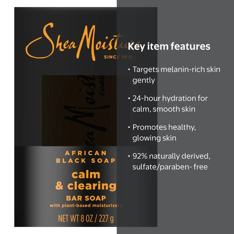 SheaMoisture African Black Soap Calm & Clearing Bar Soap- 8oz